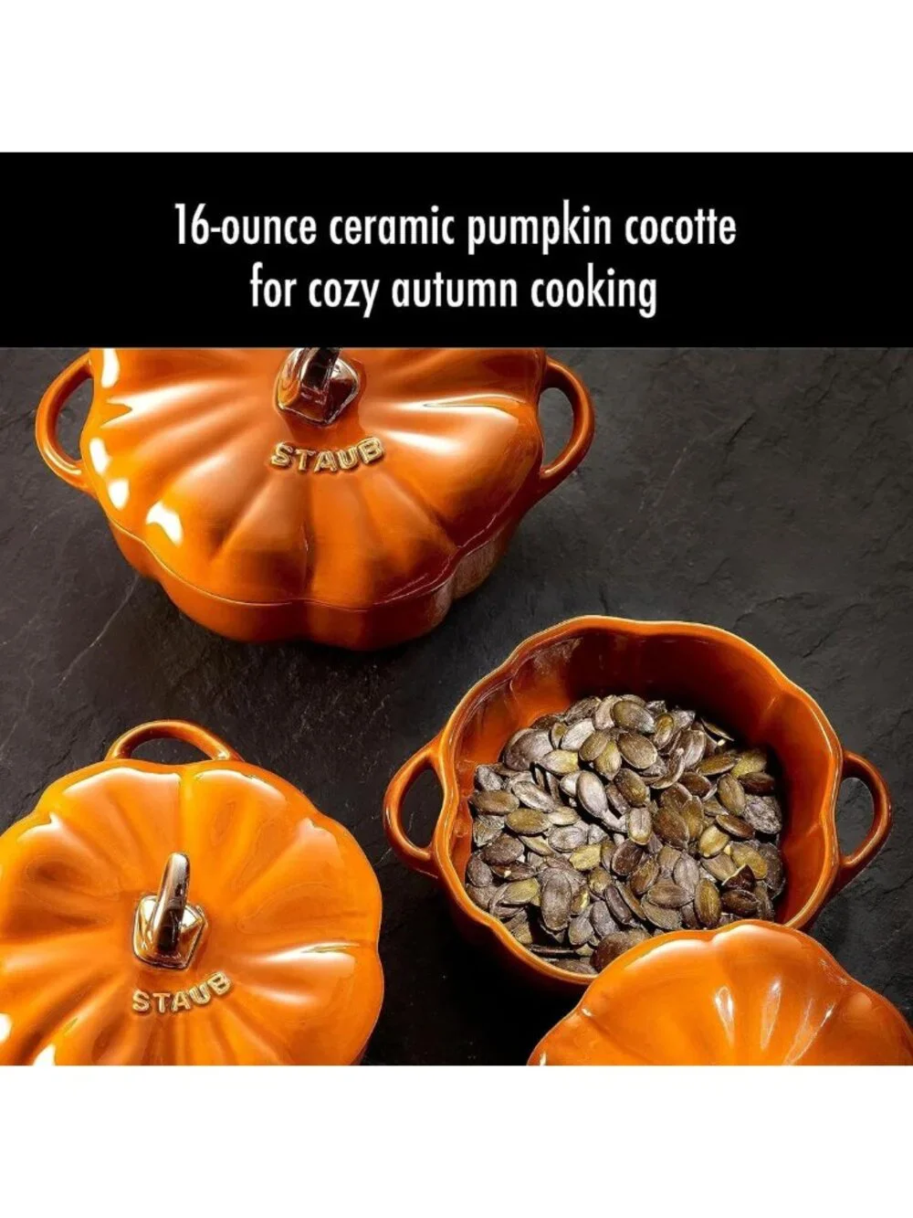 Petite Pumpkin Baking Dish - 0.75qt Ceramic, Oven Safe to 572°F, Burnt Orange